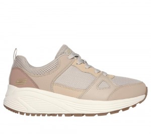 Women Skechers BOBS Sport Sparrow 2.0 - Retro Clean Lace Up Shoes Taupe / Multicolor USA | 1234-GUXKT