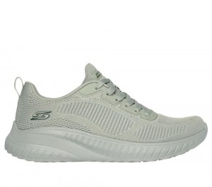 Women Skechers BOBS Sport Squad Chaos - Face Off Lace Up Shoes Sage Turquoise USA | 7924-QRTHX