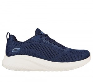 Women Skechers BOBS Sport Squad Chaos - Face Off Lace Up Shoes Navy USA | 5721-NFSUW
