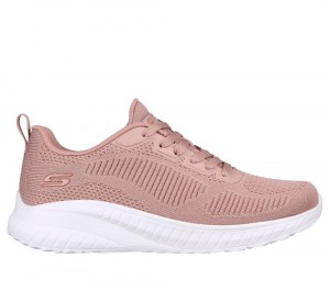 Women Skechers BOBS Sport Squad Chaos - Face Off Lace Up Shoes Blush Pink USA | 0384-UDTCI