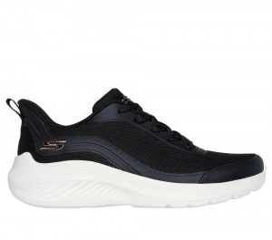 Women Skechers BOBS Sport Squad Waves - Still Wading Sneakers Black USA | 5926-MJKNL