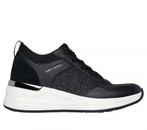 Women Skechers Billion 2 - Winning Streak Lace Up Shoes Black USA | 8276-VJWDC