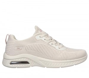 Women Skechers Bobs Sport Squad Air - Close Encounter Lace Up Shoes Natural White USA | 1836-QUOGA