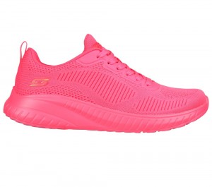 Women Skechers Bobs Sport Squad Chaos - Cool Rythms Lace Up Shoes Neon Pink USA | 2657-KBCEF