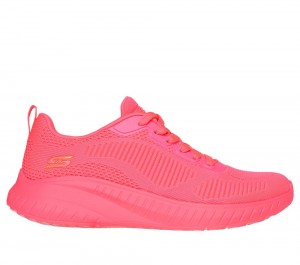 Women Skechers Bobs Sport Squad Chaos - Cool Rythms Lace Up Shoes Neon Coral / Orange USA | 2971-DNQVJ