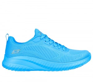 Women Skechers Bobs Sport Squad Chaos - Cool Rythms Lace Up Shoes Aqua Pink USA | 5740-GEUXB
