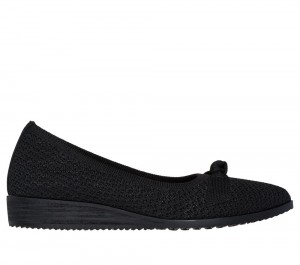 Women Skechers Cleo Sawdust - Sophisticated Flat Shoes Black USA | 3615-GUHWN