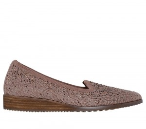 Women Skechers Cleo Sawdust - Twinkle Flat Shoes Mocha Brown USA | 1927-QCTFD