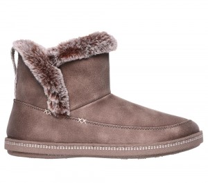 Women Skechers Cozy Campfire - Fresh Breeze Slip On Shoes Dark Taupe USA | 0127-OTCGD