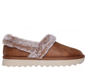 Women Skechers Cozy Up Slip On Shoes Chestnut Brown USA | 1937-ROEGV