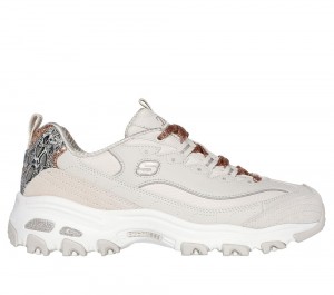Women Skechers D'Lites - Golden Chic Lace Up Shoes Natural / Gold USA | 9307-IFCWH