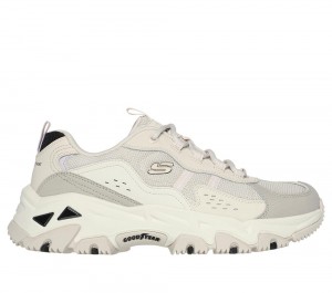 Women Skechers D'Lites Hiker Lace Up Shoes Natural / Multicolor USA | 3190-BHIXP