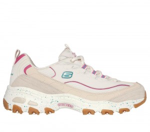 Women Skechers D'Lites - Bold Views Lace Up Shoes Natural / Multicolor USA | 1285-MAUWX