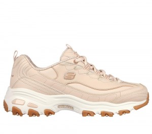 Women Skechers D'Lites - Good Neutral Lace Up Shoes Natural White USA | 6053-FICZK