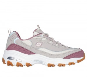 Women Skechers D'Lites - Popular Vote Lace Up Shoes Taupe / Multicolor USA | 4932-QBINT