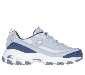 Women Skechers D'Lites - Popular Vote Lace Up Shoes Light Blue / Multicolor USA | 3014-NOPSB