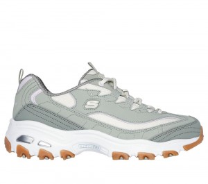Women Skechers D'Lites - Popular Vote Lace Up Shoes Green / Multicolor USA | 8076-LAYRF