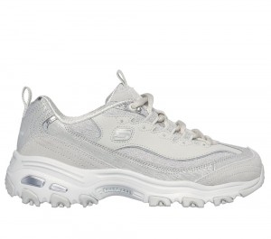 Women Skechers D'Lites - Reflections Sneakers Light Grey / Silver USA | 4792-PBFJX