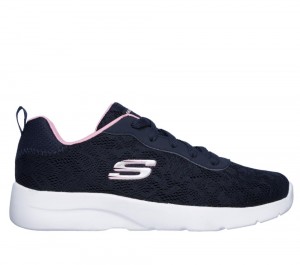 Women Skechers Dynamight 2.0 - Homespun Lace Up Shoes Navy / Pink USA | 9735-AZGKL