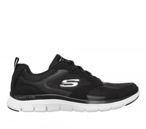 Women Skechers Flex Appeal 4.0 - Active Flow Lace Up Shoes Black / White USA | 5671-YJQLC