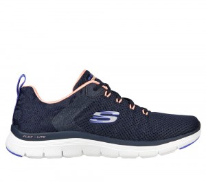 Women Skechers Flex Appeal 4.0 - Elegant Ways Lace Up Shoes Navy / Multicolor USA | 4293-OAIVY