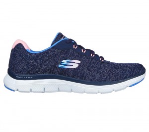 Women Skechers Flex Appeal 4.0 - Fresh Move Lace Up Shoes Navy / Multicolor USA | 7095-JHUAD