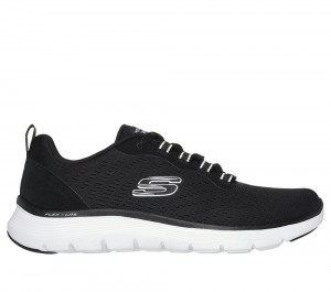Women Skechers Flex Appeal 5.0 Lace Up Shoes Black / White USA | 3217-QWCEU