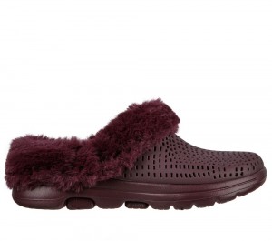 Women Skechers Foamies: GO WALK 5 Lined - Cozy Embrace Slip On Shoes Burgundy USA | 0793-QPZYB