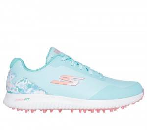 Women Skechers GO GOLF Max 3 Lace Up Shoes Teal Navy USA | 5012-IGZRU