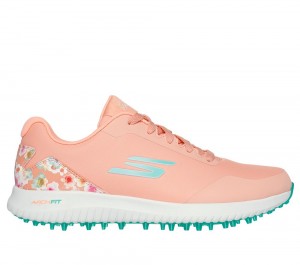Women Skechers GO GOLF Max 3 Lace Up Shoes Peach Coral USA | 7169-ZHGQO