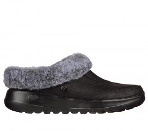 Women Skechers GO Lounge: On-the-GO Joy - Gratify Slip On Shoes Black / Grey USA | 5289-ROCFV