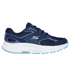 Women Skechers GO RUN Consistent 2.0 - Advantage Lace Up Shoes Navy / Blue USA | 4036-FOQRL