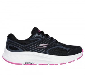Women Skechers GO RUN Consistent 2.0 - Advantage Lace Up Shoes Black / Fuchsia USA | 8350-AQTXF