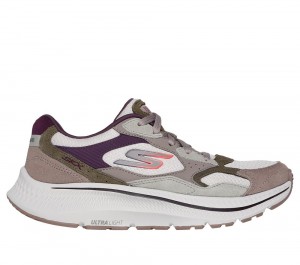 Women Skechers GO RUN Consistent 2.0 - Retro Stride Sneakers Natural / Purple USA | 5089-KNCVI