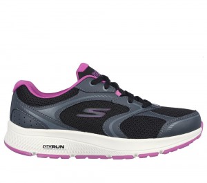 Women Skechers GO RUN Consistent - Anahita Lace Up Shoes Black / Purple USA | 2675-GXOQN