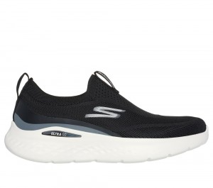 Women Skechers GO RUN Lite - Aurora Sky Slip On Shoes Black / White USA | 0859-HOCYU