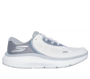 Women Skechers GO RUN Pure 4 Lace Up Shoes White / Gray USA | 1450-PLEQY