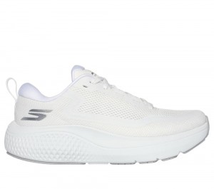 Women Skechers GO RUN Supersonic Max Lace Up Shoes White / Silver USA | 2830-YKUMD