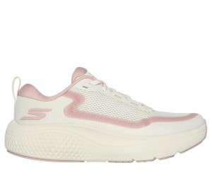 Women Skechers GO RUN Supersonic Max Lace Up Shoes Natural / Pink USA | 0472-HEZOU