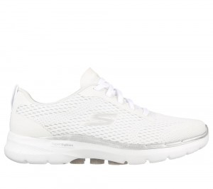 Women Skechers GO WALK 6 - Bold Vision Sneakers White USA | 3792-ZSXRG