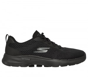 Women Skechers GO WALK 6 - Bold Vision Sneakers Black USA | 0195-EISDU
