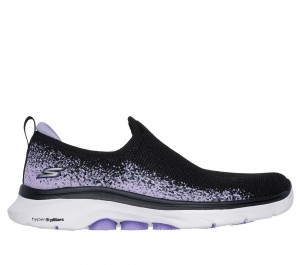 Women Skechers GO WALK 7 - Zaida Slip On Shoes Black / Lavender USA | 6139-WHQFY