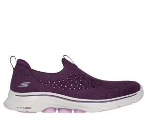 Women Skechers GO WALK 7 - Blink Slip On Shoes Plum Purple USA | 9503-OULKF