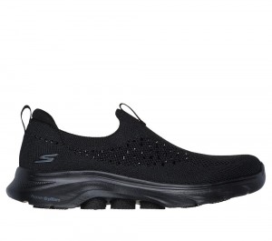 Women Skechers GO WALK 7 - Blink Sneakers Black USA | 9784-CZQYB