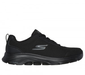 Women Skechers GO WALK 7 - Clear Path Lace Up Shoes Black USA | 9126-FRHLY
