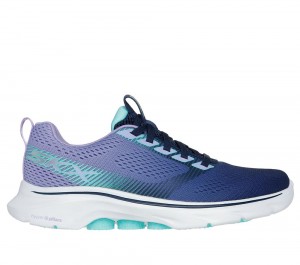 Women Skechers GO WALK 7 - Hailey Slip On Shoes Navy / Multicolor USA | 4056-BTNDE