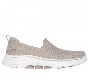 Women Skechers GO WALK 7 - Ivy Slip On Shoes Taupe Brown USA | 7326-YBPFX