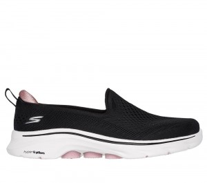 Women Skechers GO WALK 7 - Vina Slip On Shoes Black / Pink USA | 7580-OPNQV