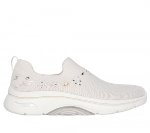 Women Skechers GO WALK Arch Fit 2.0 - Ayla Slip On Shoes Natural White USA | 0534-BSUWY