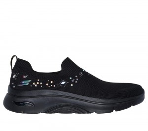 Women Skechers GO WALK Arch Fit 2.0 - Ayla Slip On Shoes Black USA | 2147-UQBWA